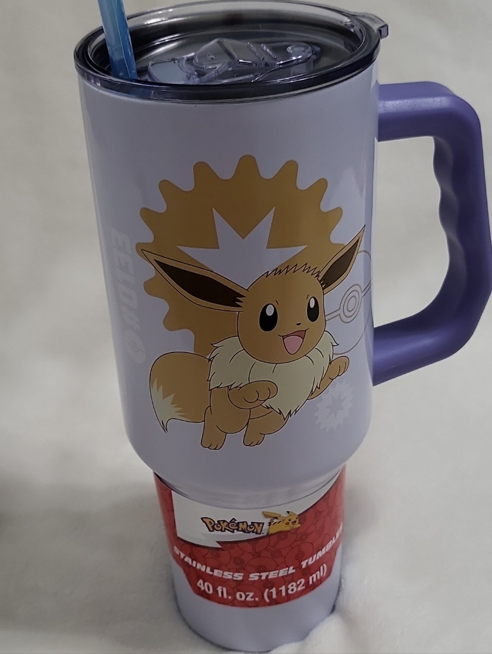 Pokémon Eevee 40 oz Stainless Steel Insulated Tumbler with Handle & Straw - Picture 14 of 16